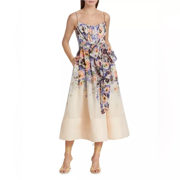 ZIMMERMANN Tama Belted Floral Midi-Dress Size Zimmermann 1 - Picture 3 of 15